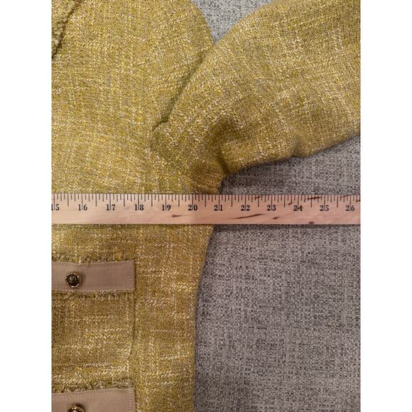 Talbots Gold Tweed Classic Jackie O Blazer Gold Buttons Petite Size 16 - Picture 10 of 12